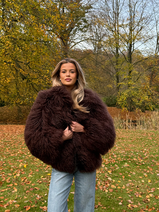 Chocolate brown fur coat