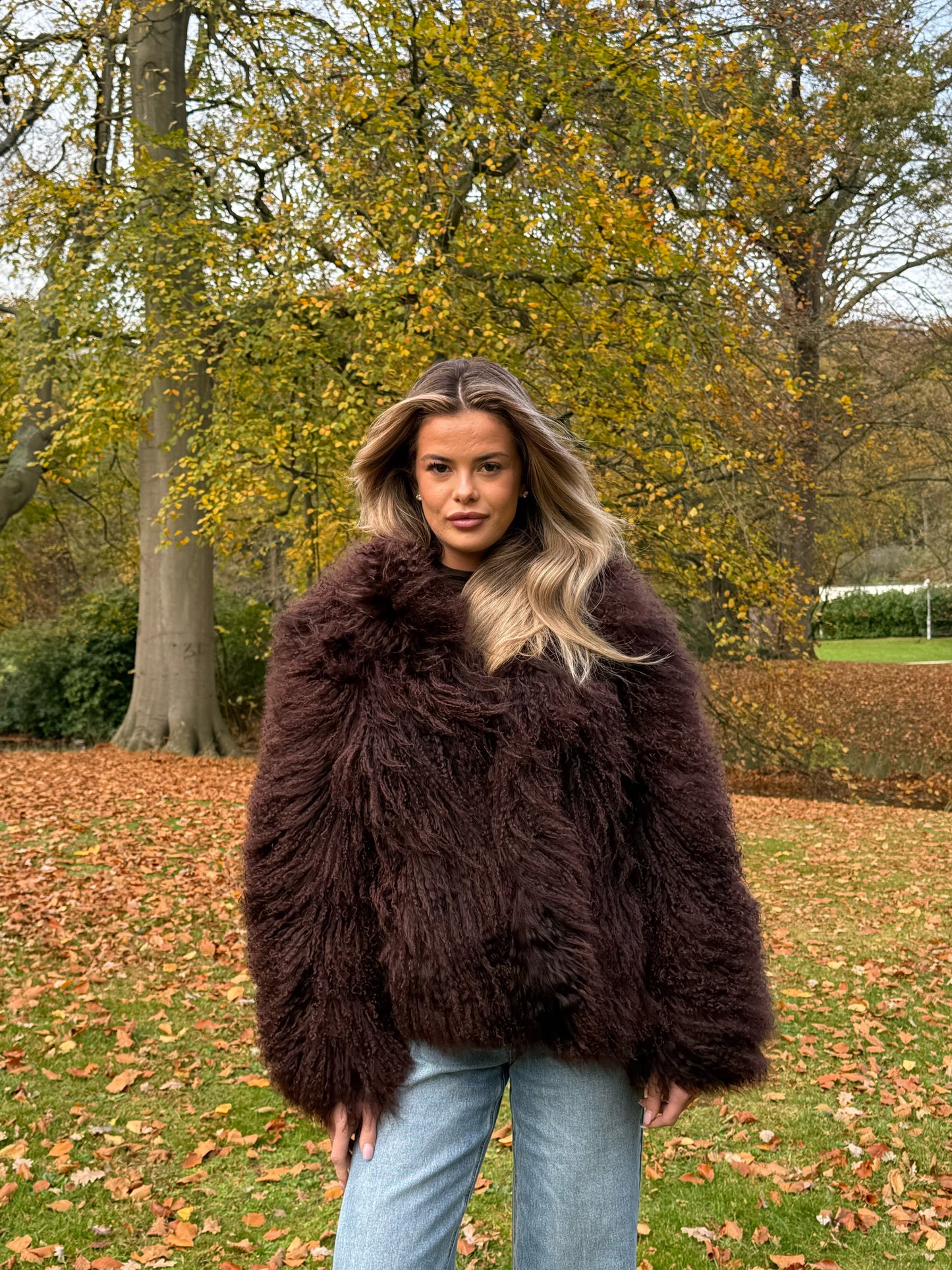 Chocolate brown fur coat