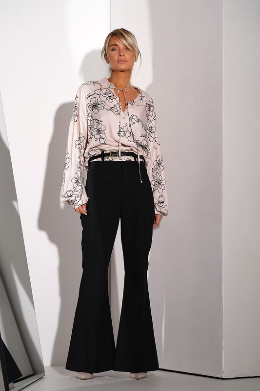 DOUBLE BELT STRING FLARED PANTS NORMA